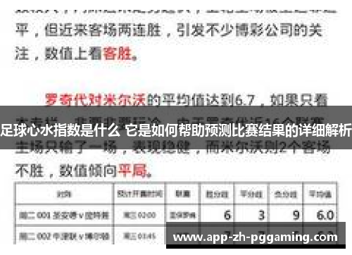 足球心水指数是什么 它是如何帮助预测比赛结果的详细解析 足球心水指数是什么 它是如何帮助预测比赛结果的详细解析